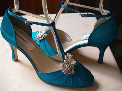 teal wedding shoes low heel.